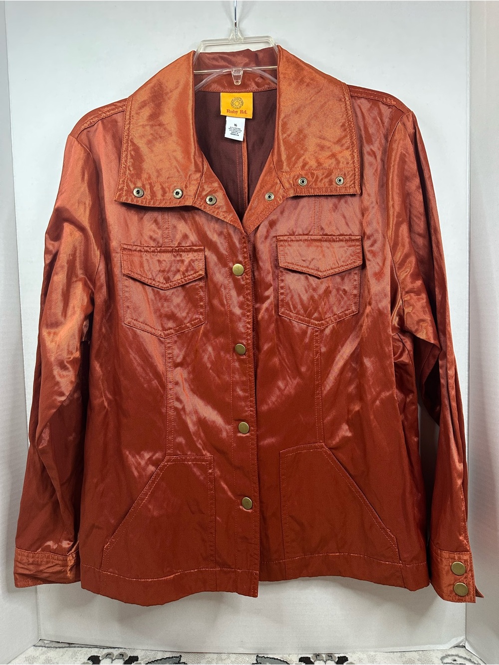 Ruby Rd. Rust Shiny Utility Jacket, size 16